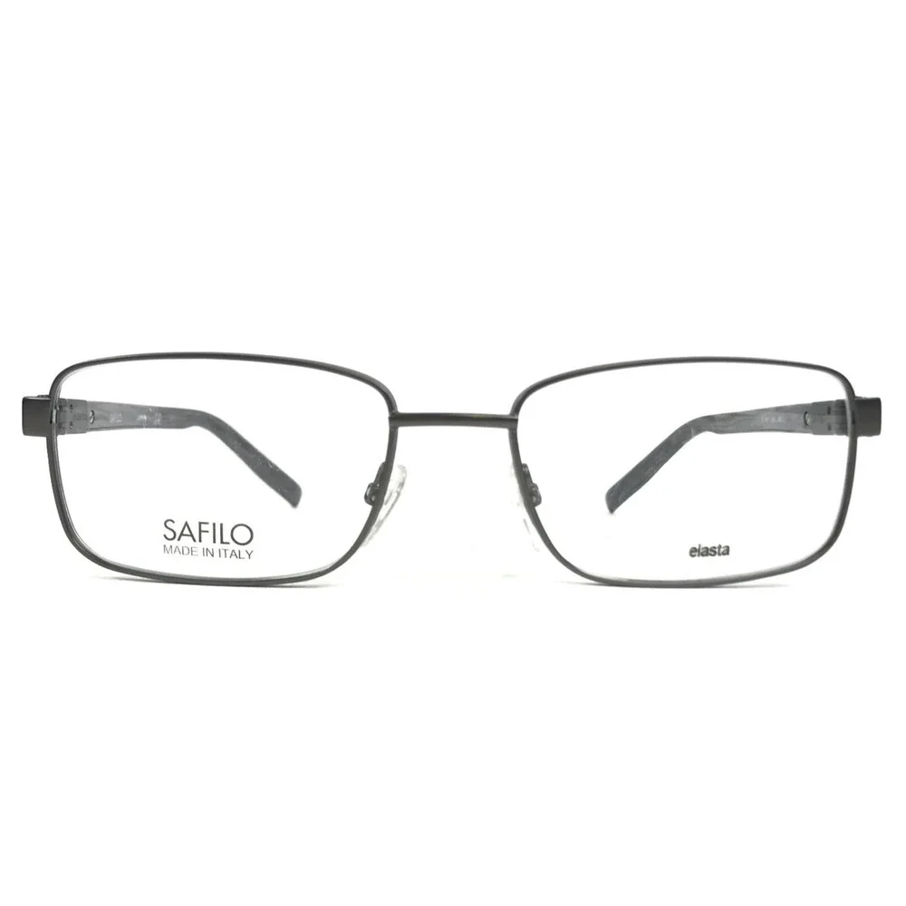 Safilo Elasta Eyeglasses Frames SA1068 UMV Gunmetal Gray Horn Wire Rim 54-18-140
